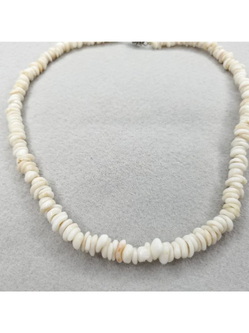 Vintage Beaded Shell Necklace Puka Style Surfer Tiki Boho Choker 16